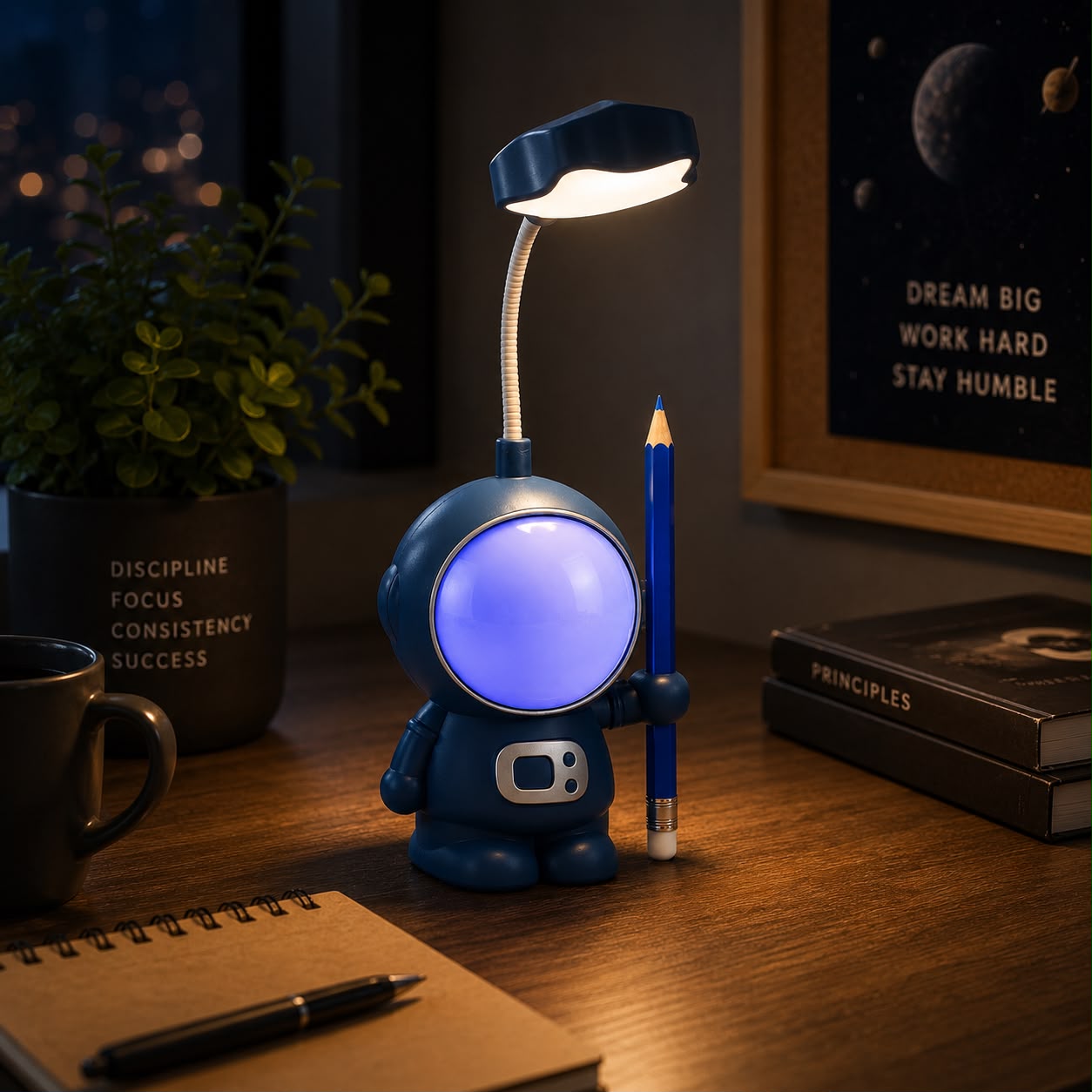 Lámpara De Astronauta Con Porta Lápiz